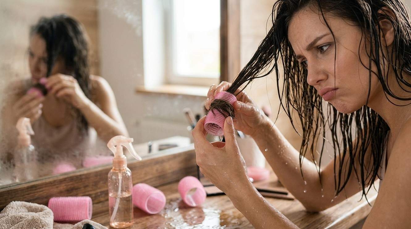 Rolling overly wet hair 