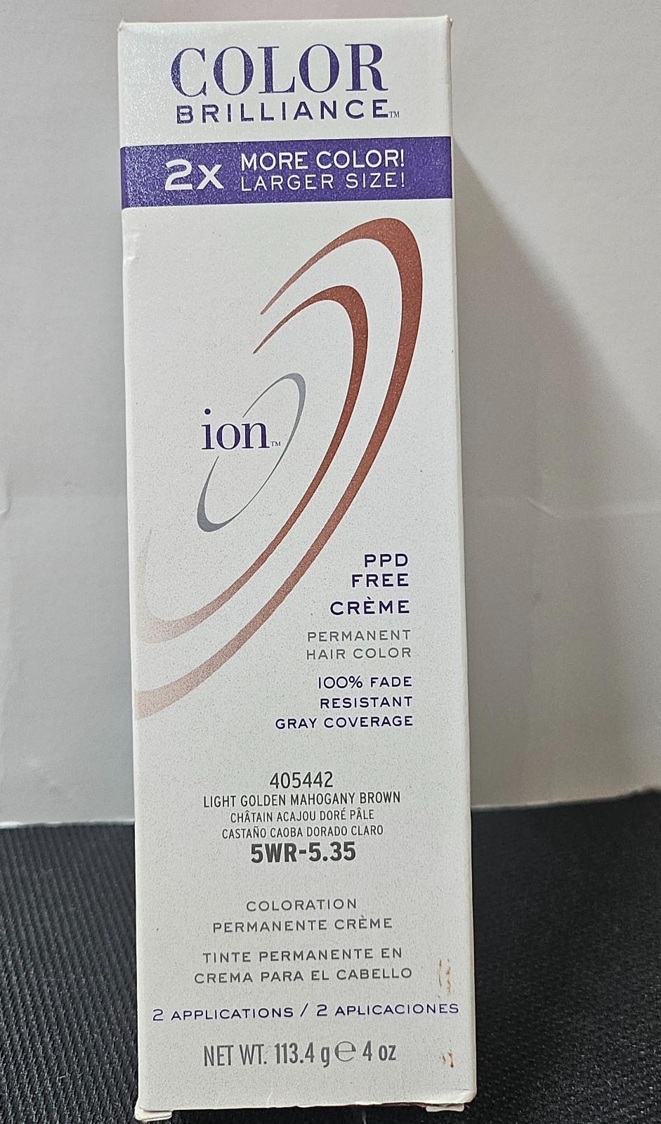 2X ~ Ion COLOR BRILLIANCE 100% Gray Coverage PPD-Free Creme Hair Color ~ 4 oz.