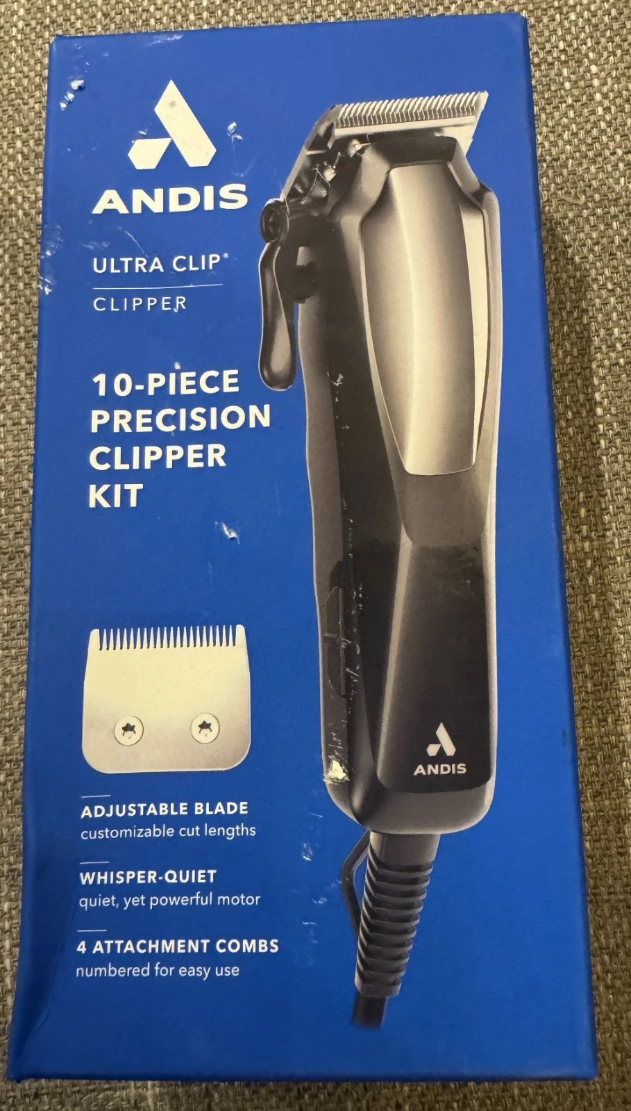 Andis Ultra Clip Corded 10-Piece Precision Clipper Kit. Black &Silver