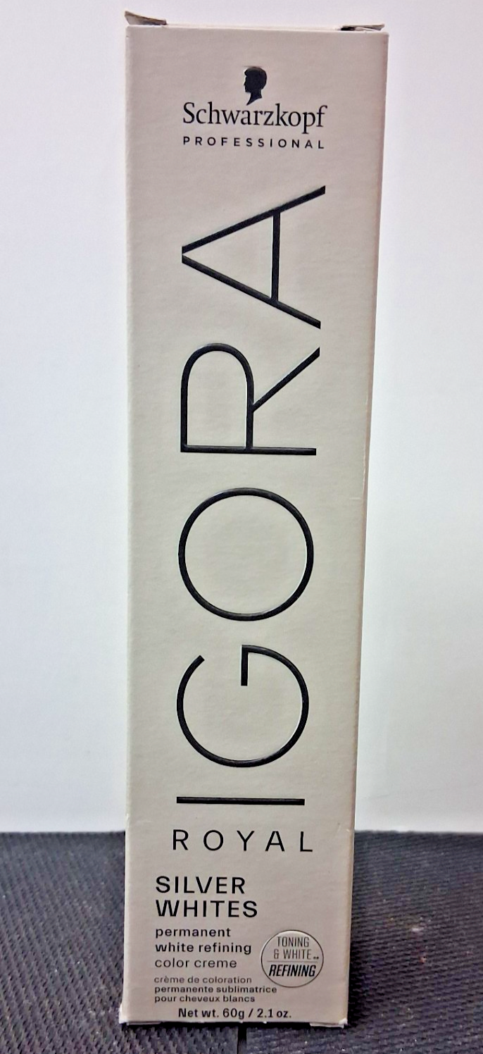 SCHWARZKOPF IGORA ROYAL SILVER WHITES PERMANENT WHITE REFINING CREAM 2.1 oz.