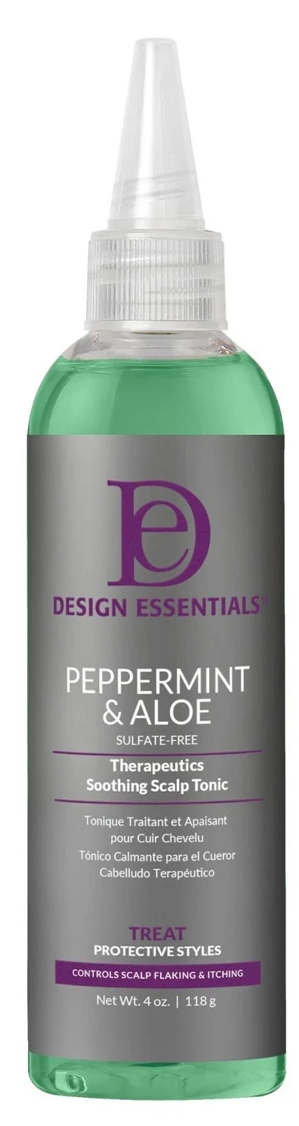 Design Essentials Peppermint Aloe Scalp Tonic 4oz Soothing Dandruff Relief
